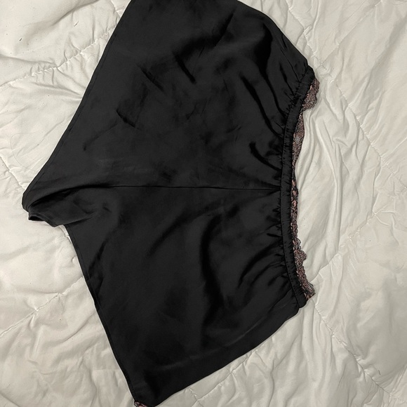 Black Satin and Lace Shorts - Picture 2 of 3